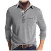 Men Fall Winter Polo Shirts Long Sleeved Flip Collar Tops Pocket Button V Neck T Shirts Golf Casual Sports Tops Long Sleeve Shirts for Men Silver L view 1