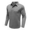 Men Fall Winter Polo Shirts Long Sleeved Flip Collar Tops Pocket Button V Neck T Shirts Golf Casual Sports Tops Long Sleeve Shirts for Men Silver L view 2