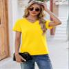 YUCOLEN T Shirts for Women Cotton Short Sleeve V Neck Basic Tees Soft Breathable UPF 50+ Tops for Summer Spring Yellow view 2