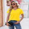 YUCOLEN T Shirts for Women Cotton Short Sleeve V Neck Basic Tees Soft Breathable UPF 50+ Tops for Summer Spring Yellow view 3