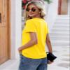 YUCOLEN T Shirts for Women Cotton Short Sleeve V Neck Basic Tees Soft Breathable UPF 50+ Tops for Summer Spring Yellow view 4
