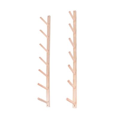 Aimery Wooden Yoga Mat Rack, Wall Mounted Yoga Mat Holder, Large Gym Organization Shelf for Foam Roller, for Yoga Studio, Gym, Home, School(7-Tier)