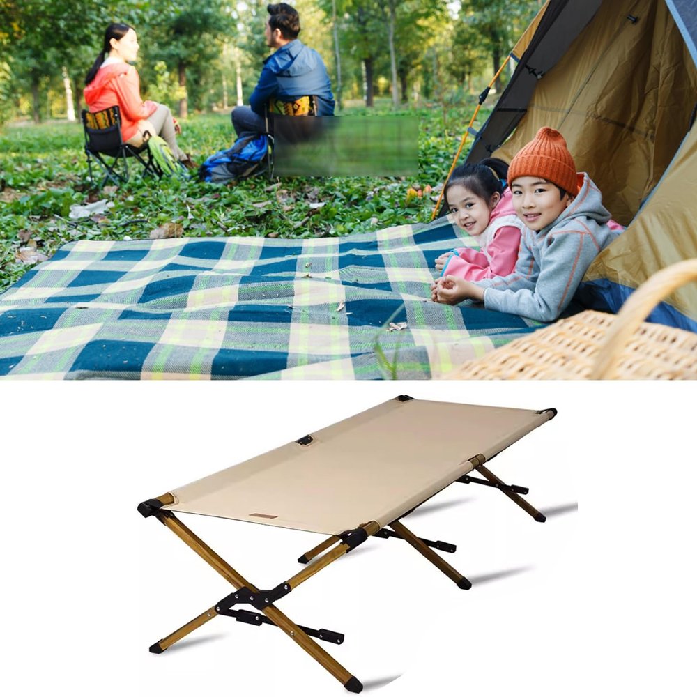 WDFYJ Folding Camping Beds for Adults, Sturdy Camp Bed 200lb Load Capacity, Stronge Thicker Tubes Sleeping Cot with Carry Bag for Travel/Office/Outdoor(Color 2)