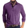 Men Fall Winter Polo Shirts Long Sleeved Flip Collar Tops Pocket Button V Neck T Shirts Golf Casual Sports Tops Men Shirts Purple XL view 1