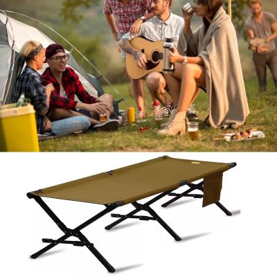 WDFYJ Camp Bed for Adults, 25" Extra Wide Heavy Duty Folding Camping Bed for Travel Outdoor Office Indoor Fishing, Support 200lbs(Color 1)