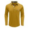 Men Fall Winter Polo Shirts Long Sleeved Flip Collar Tops Pocket Button V Neck T Shirts Golf Casual Sports Tops Mens Long Sleeve tee Shirts Yellow L view 2
