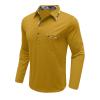 Men Fall Winter Polo Shirts Long Sleeved Flip Collar Tops Pocket Button V Neck T Shirts Golf Casual Sports Tops Mens Long Sleeve tee Shirts Yellow L view 3