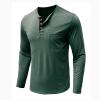 Men Fall Winter Polo Shirts Long Sleeved Flip Collar Tops Pocket Button V Neck T Shirts Golf Casual Sports Tops Tshirts Shirts for Men Green L view 4