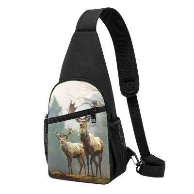 Crossbody Sling Backpack Sling Bag for Men Women Cross Chest Bag Shoulder Bag Deer with Antlers Travel Hiking Daypack