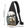 Crossbody Sling Backpack Sling Bag for Men Women Cross Chest Bag Shoulder Bag Deer with Antlers Travel Hiking Daypack view 3