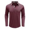 Men Fall Winter Polo Shirts Long Sleeved Flip Collar Tops Pocket Button V Neck T Shirts Golf Casual Sports Tops Men Shirts Wine XL view 2