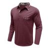 Men Fall Winter Polo Shirts Long Sleeved Flip Collar Tops Pocket Button V Neck T Shirts Golf Casual Sports Tops Men Shirts Wine XL view 3