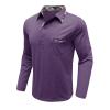 Men Fall Winter Polo Shirts Long Sleeved Flip Collar Tops Pocket Button V Neck T Shirts Golf Casual Sports Tops Tshirts Shirts for Men Purple XL view 3