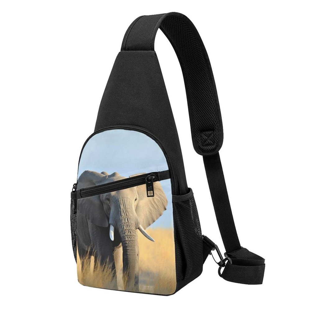 Crossbody Sling Backpack Sling Bag for Men Women Cross Chest Bag Shoulder Bag Bush Elephant African Travel Hiking Daypack
