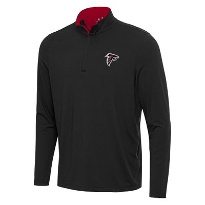 Antigua Men's Black/Red Atlanta Falcons Content Quarter-Zip Pullover Top