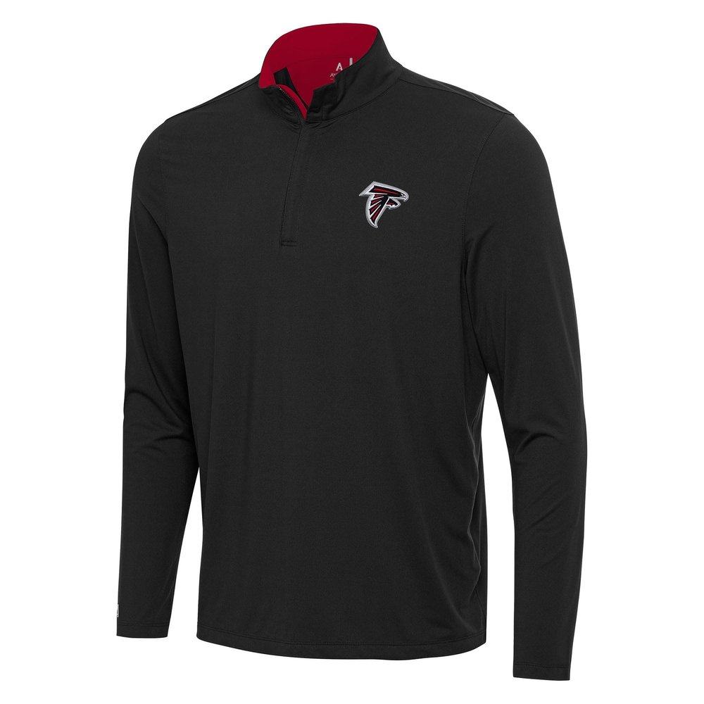 Antigua Men's Black/Red Atlanta Falcons Content Quarter-Zip Pullover Top