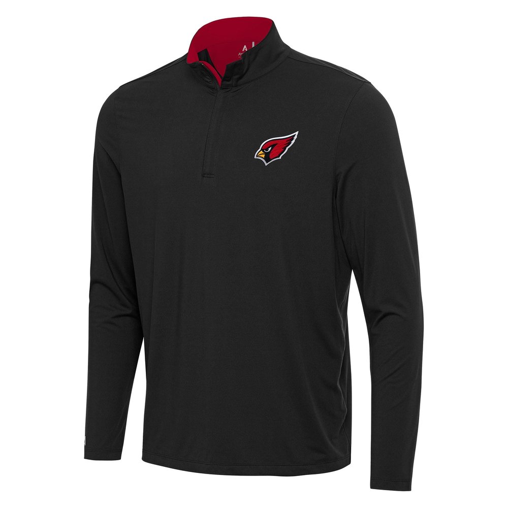Antigua Men's Black/Cardinal Arizona Cardinals Content Quarter-Zip Pullover Top