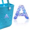 HLUWA Letter Charms for Bogg and Simply Southern Bags - Alphabet Purple Star Sequin Lettering Accessories, Insert Decorative Letters for Handbag Beach Tote (A) view 1