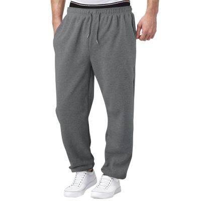 Mens Fleece Sweatpants Heavyweight Baggy Elastic Waist Joggers Pants with Pockets Wide Leg Trousers Sweat Pants