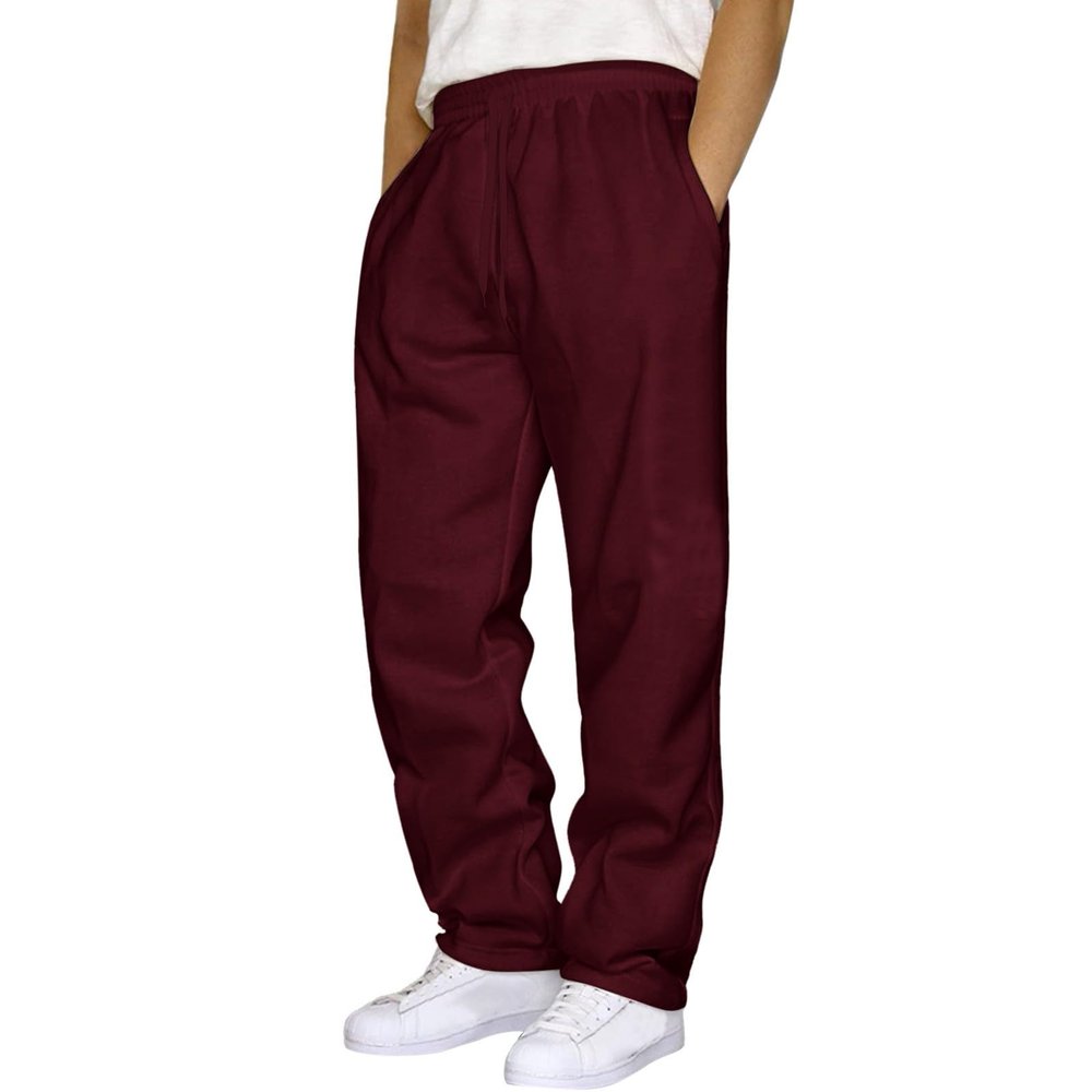 Mens Fleece Sweatpants Heavyweight Baggy Elastic Waist Joggers Pants with Pockets Wide Leg Trousers Sweat Pants