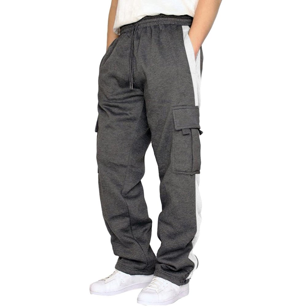 Mens Fleece Sweatpants Heavyweight Baggy Elastic Waist Joggers Pants with Pockets Wide Leg Trousers Sweat Pants