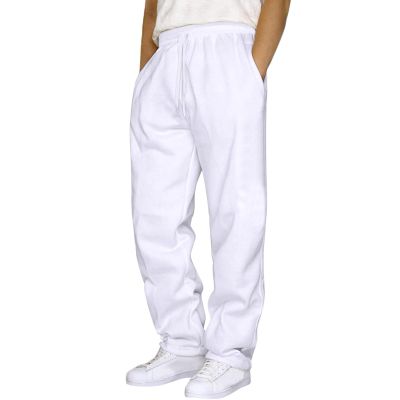 Mens Fleece Sweatpants Heavyweight Baggy Elastic Waist Joggers Pants with Pockets Wide Leg Trousers Sweat Pants