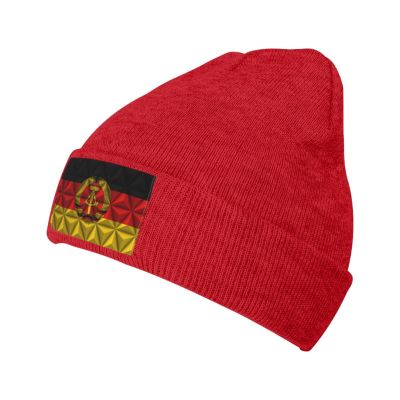 MULIHU East German Flag with Polygon Effect Beanie Hat for Men Women Winter Warm Knit Hats Ski Hat Skull Cap Red