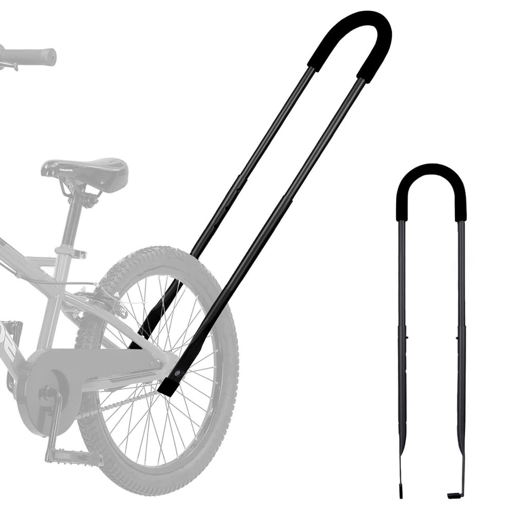 Makamsui Children Cycling Bike Safety Trainer Handle Balance Push Bar, Premium Push Stick for Enhanced Balance, Stability, Comfort and Control, Non-slip Sponge Wrapped Black