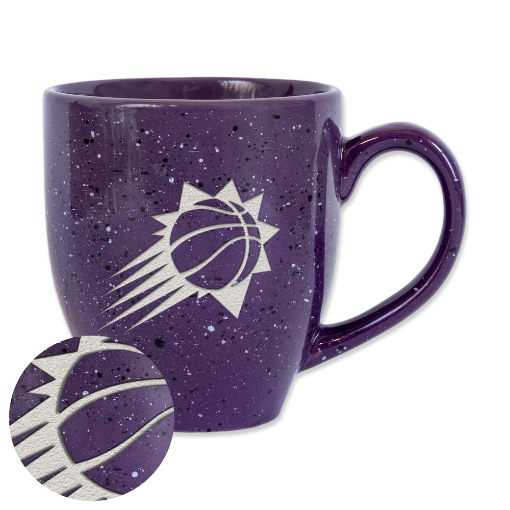 Rico Industries NBA Basketball Phoenix Suns Primary 16 oz Team Color Laser Engraved Speckled Ceramic Coffee Mug