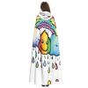 DRTGEDS Rainbow Clouds Raindrop Hooded Cloak Long Cape For Halloween Cloak Costumes Hooded Cape Masquerade Dress Up view 4