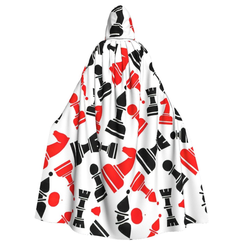 Chess Pattern Cape Cloak Adults Hooded Cloak For Women Men Halloween Costumes Christmas Cosplay