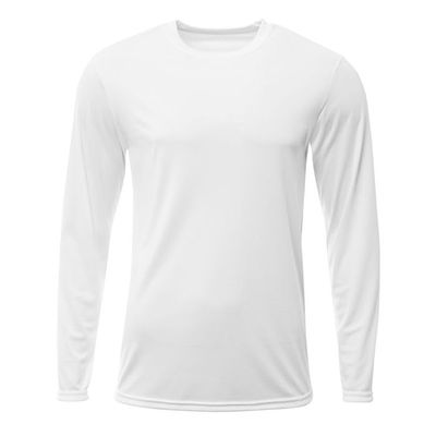 A4 Men's Sublimation Polyester Long Sleeve Tee, White, X-Large, 2 Pack