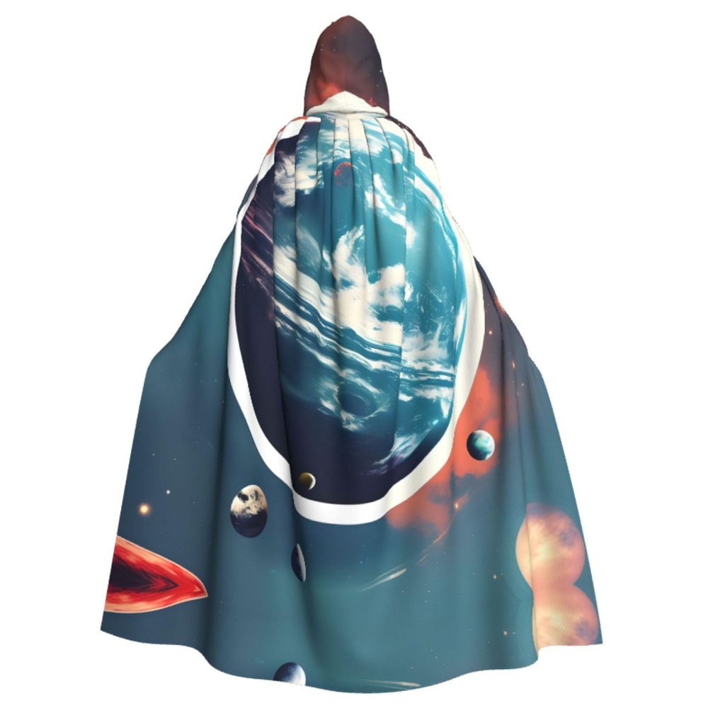 DRTGEDS Space Planet Earth Unisex Adult Halloween Cloak With Hood Long Witch Costume Cosplay Capes Magician Cloak