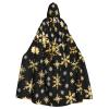 DRTGEDS Golden Christmas Snowflakes Unisex Adult Halloween Cloak With Hood Long Witch Costume Cosplay Capes Magician Cloak view 1