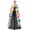 DRTGEDS Many Colorful Cartoon Dinosaurs Unisex Adult Halloween Cloak With Hood Long Witch Costume Cosplay Capes Magician Cloak view 3