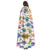 DRTGEDS Many Colorful Cartoon Dinosaurs Unisex Adult Halloween Cloak With Hood Long Witch Costume Cosplay Capes Magician Cloak view 4
