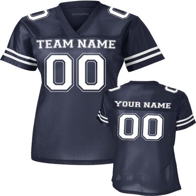 Custom Replica Football Jerseys for Women Personalized Team Name & Number Football Jerseys 2 Sided (True Navy-L)