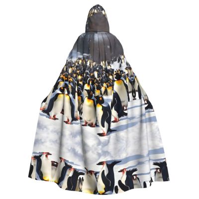 DRTGEDS Happy Penguins Unisex Adult Halloween Cloak With Hood Long Witch Costume Cosplay Capes Magician Cloak