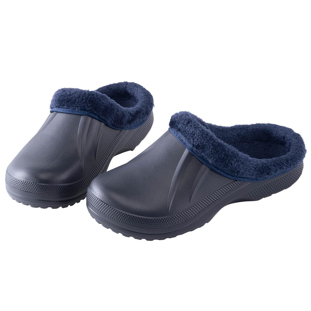 Fox Valley Traders Womens Fleece Lined Clogs for Indoor and Outdoor Use, Navy Blue, Size 10