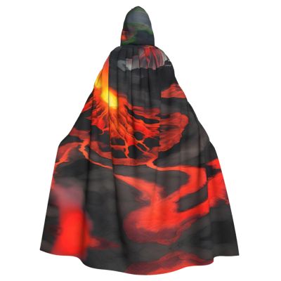 DRTGEDS Kilauea Volcanos Unisex Adult Halloween Cloak With Hood Long Witch Costume Cosplay Capes Magician Cloak