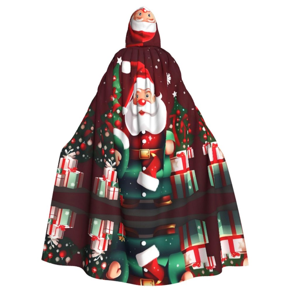 DRTGEDS Merry Christmas Santa Claus Gift Unisex Adult Halloween Cloak With Hood Long Witch Costume Cosplay Capes Magician Cloak