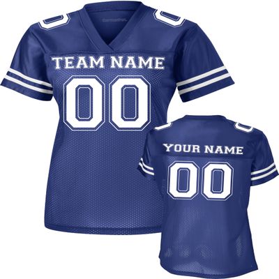 Custom Replica Football Jerseys for Women Personalized Team Name & Number Football Jerseys 2 Sided (True Royal-2XL)