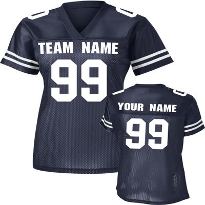 Custom Replica Football Jerseys for Women Personalized Team Name & Number Football Jerseys 2 Sided (True Navy-4XL)