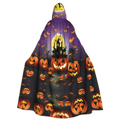 DRTGEDS Happy-Halloween-Day-Trick-Or-Treat Unisex Adult Halloween Cloak With Hood Long Witch Costume Cosplay Capes Magician Cloak