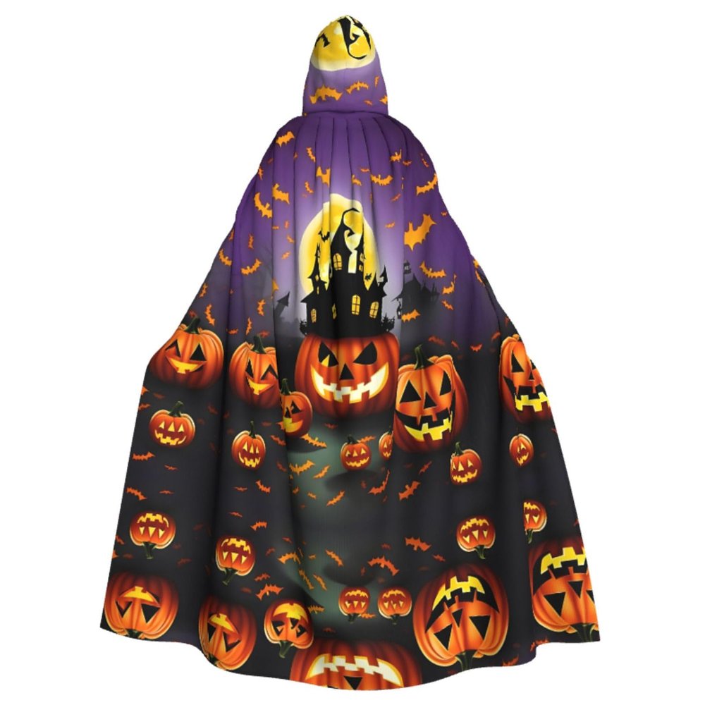DRTGEDS Happy-Halloween-Day-Trick-Or-Treat Unisex Adult Halloween Cloak With Hood Long Witch Costume Cosplay Capes Magician Cloak