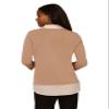 Adrianna Papell Diffusion Women's Print 3/4 Sleeve Open Vneck Knit Twofer, Cocoa W/Cocoa Light Stripe, L view 2