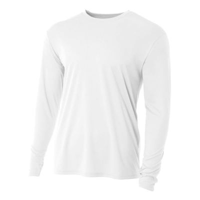 A4 Men's Cooling Polyester Performance Long Sleeve T-Shirt, White, 3X-Large, 3 Pack