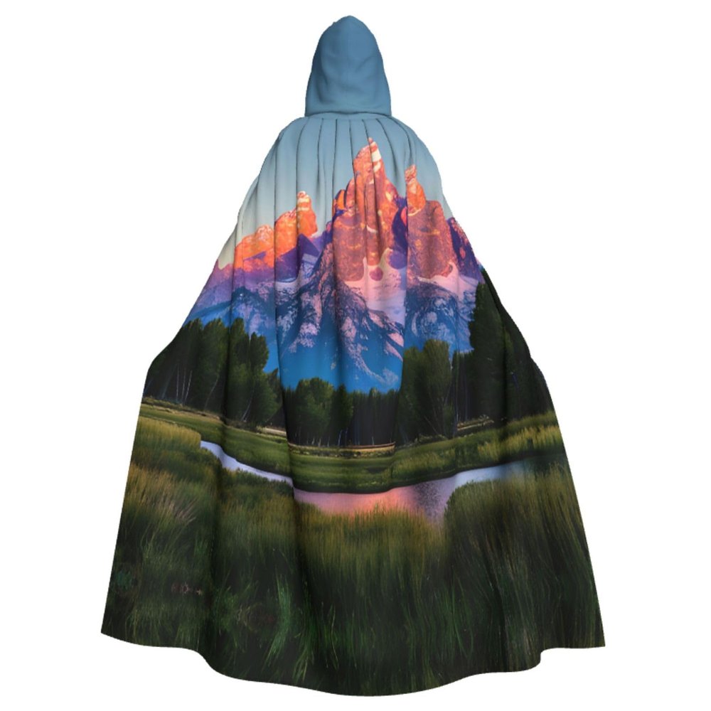 DRTGEDS Grand Teton National Park Unisex Adult Halloween Cloak With Hood Long Witch Costume Cosplay Capes Magician Cloak