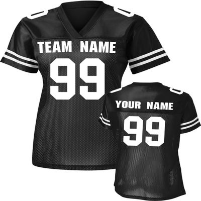 Custom Replica Football Jerseys for Women Personalized Team Name & Number Football Jerseys 2 Sided (Black-XL)