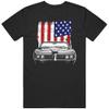 1967 Firebird Classic Car Front Grill View Silhouette with Us Flag T Shirt S Black view 1